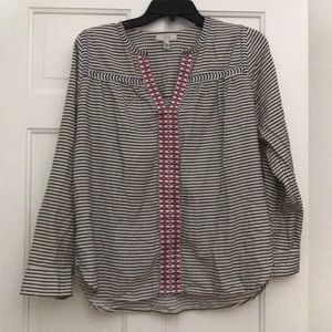 J. Crew black and off white striped blouse. Size 2